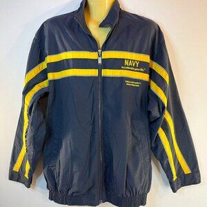 USA Navy Men's Navy and Yellow Nylon Jacket - Size Medium